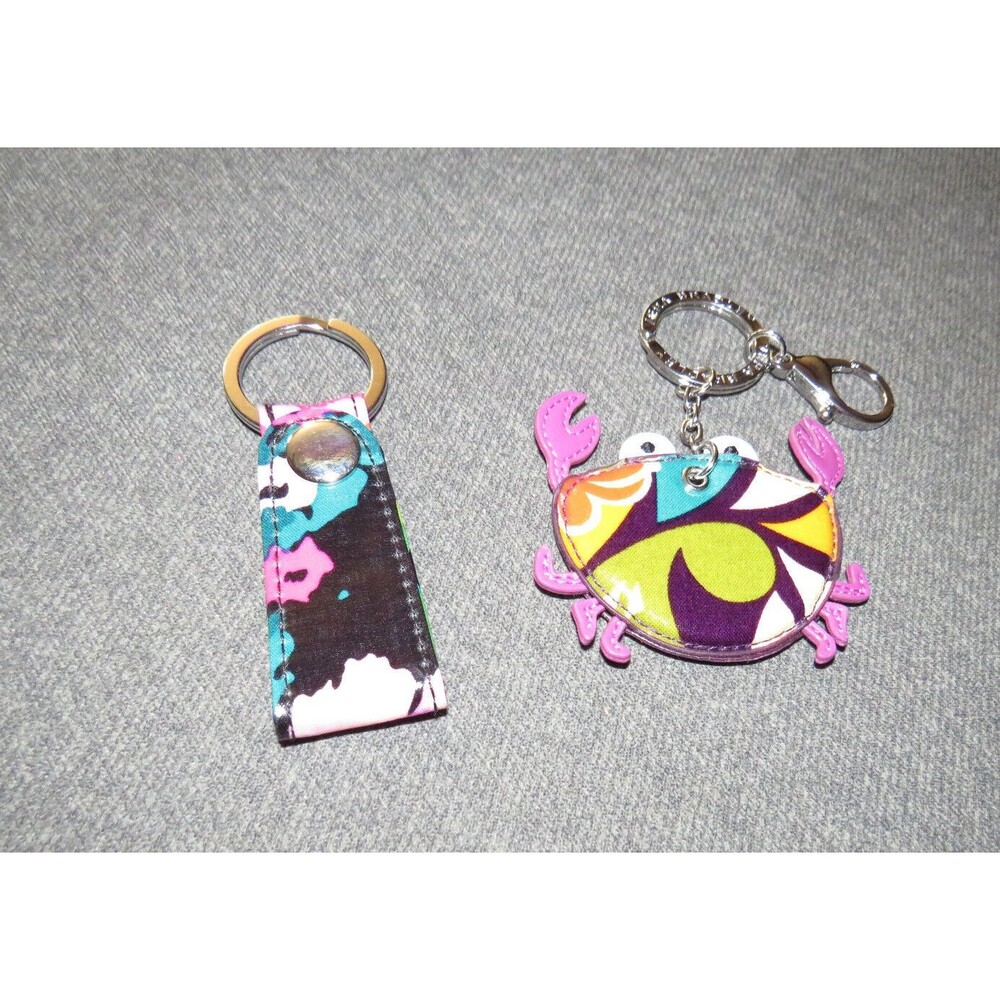 Vera Bradley Set Of 2 Keychains Plum Crazy Crab And Floral Snap